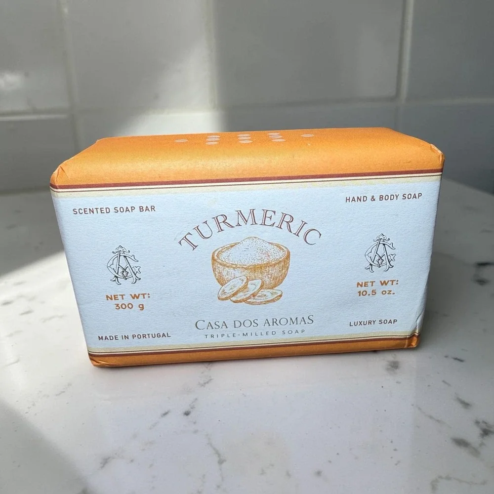 Casa Dos Aromas Turmeric Soap Bar Unisex 10.5oz Orange Triple-Milled Portugal